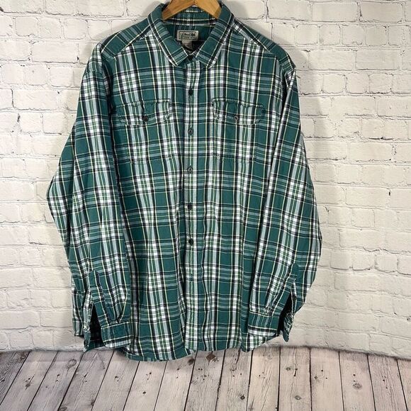 LL Bean 285285 Men's Scotch Green Plaid Flannel Shirt Traditional Fit XL Reg - Picture 1 of 6